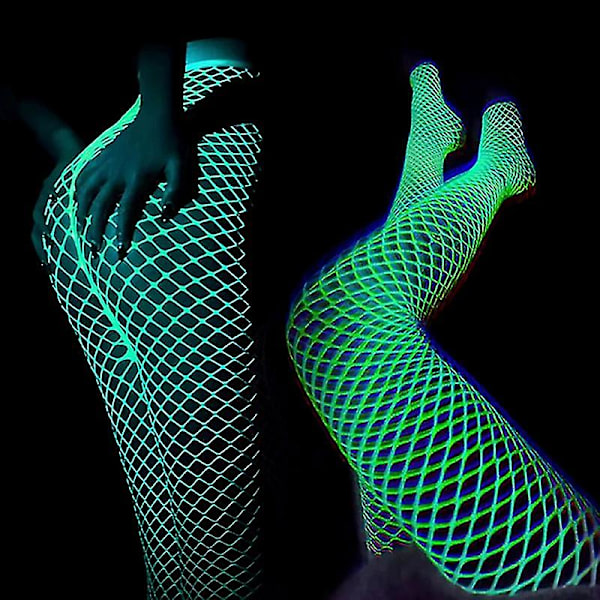 Luminous Glowing Fishnet Strumpor Glöder I Mörkret Fishnet Strumpbyxor Leggings