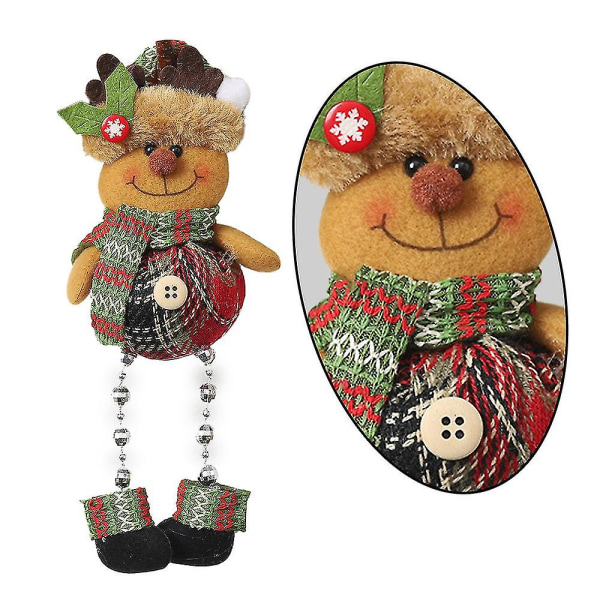 Ihana jouluriipus, ruudullinen kangashelmiä jalat nukke Sarjakuva joulukuusen koristeena riippuva koriste, joka on yhteensopiva Home Bar Partyn kanssa (tyyli 3)