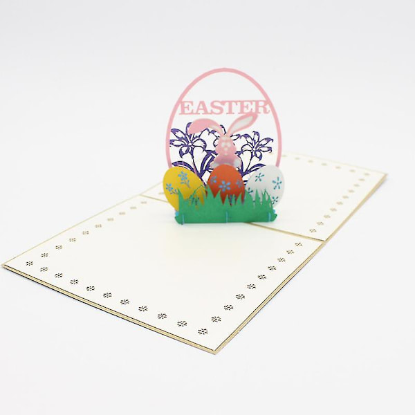 Glad Påsk Hälsningskort, Påskägg Kanin Blommor Kort 3d Pop Up Påskkort