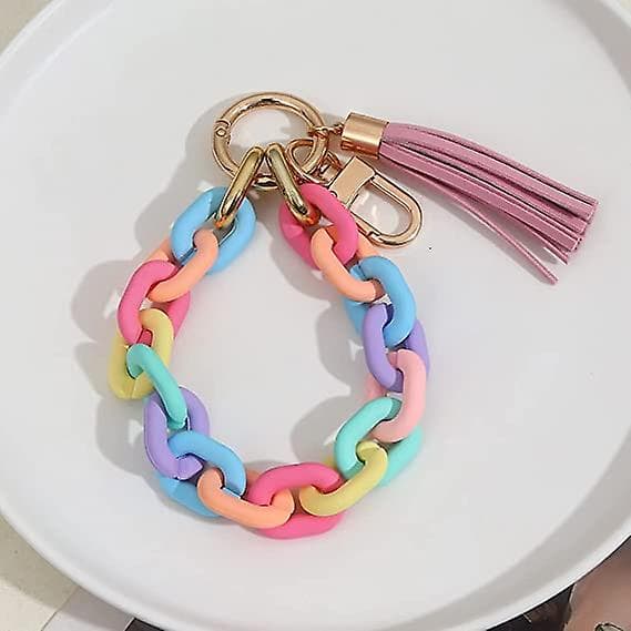 Armbåndsnøglekæde i akryl med nøglering i boho-stil - moderne nøglering til bil