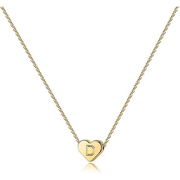 Ghyt Hjärtformade initialhalsband för kvinnor och flickor - 14k guldpläterat hjärthänge bokstavshalsband, små initialhalsband för kvinnor barn