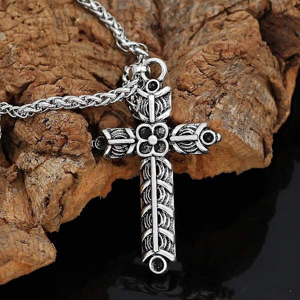 Nordisk viking Athelstan S kors Ragnar amulett halskjede - dobbeltsidig
