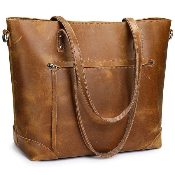Handväska i läder dam - Axelväska - Messenger Bag brun