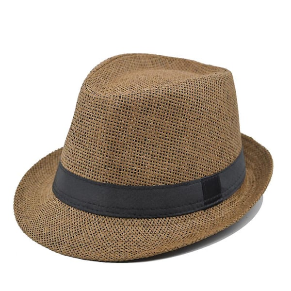 Fashion Retro Hollow Curling Gentleman Halm Hat Rullende Bælte Jazz Hat Kvinde Udendørs Strand Solskygge Hat