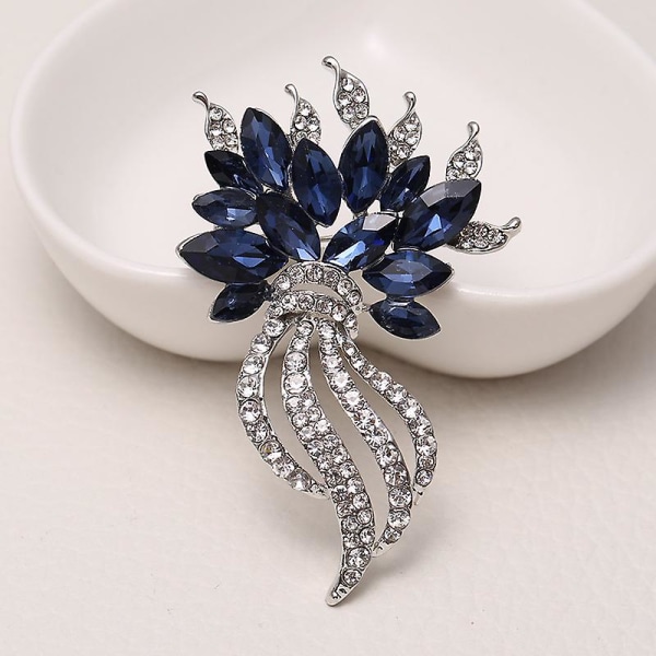 WABJTAM Blå østrigske krystalbrochenåle Mode Elegant Rhinestone Broche Smykkegave til kvinder, piger, damer