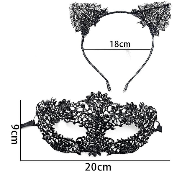Fashion kattöron pannband spets ögonmask kostym par söt sexig ögonmask maskerad mask hår elastisk båge