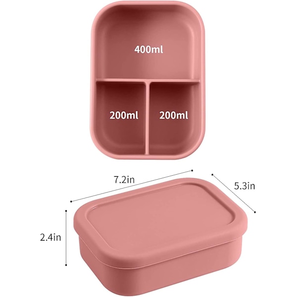 Silikon Bento Box Matlåda, Shucheng Läcksäker Matlåda, BPA-fri, Diskmaskinsäker (ljusröd)