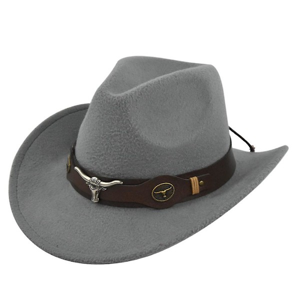 Cowboy Hat Retro Jazz Hat Sølvkæde Uld Top Hat Filt Hat Retro Faux Fårehat Cowboy Hat