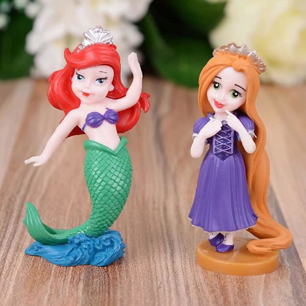 Söt Miniatyr Prinsessdocka, 6 st Mini Söt Flickprinsessa Leksaksdocka Set Tårta Topper Dekoration Växtkruka Hantverk Dockhus Dekor