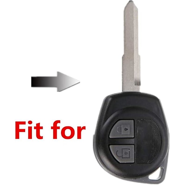 Kolfiberskal + silikonbilnyckelfodral för Opel Vauxhall Agila för Fiat Sedici 2004-2014 2 knappar (blå)（röd）