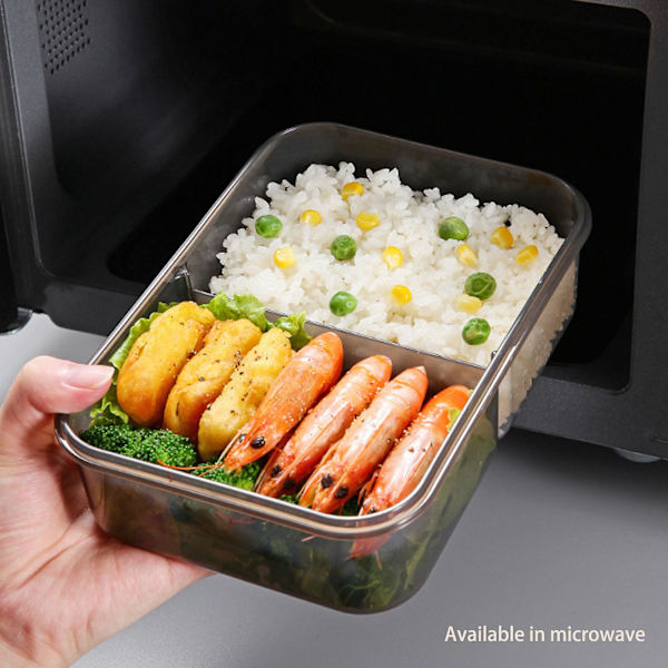Bentolåda för vuxna, 53oz stor lunchlåda med 4 fack och skedspork, mikrovågsugn/diskmaskin säker för arbete, picknick[Blå]