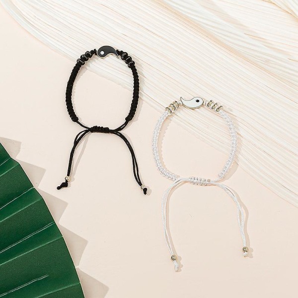 WABJTAM Bedste ven armbånd til 2 Yin Yang justerbar snor armbånd til BFF venskab forhold kæreste kæreste Valentinsdag gave