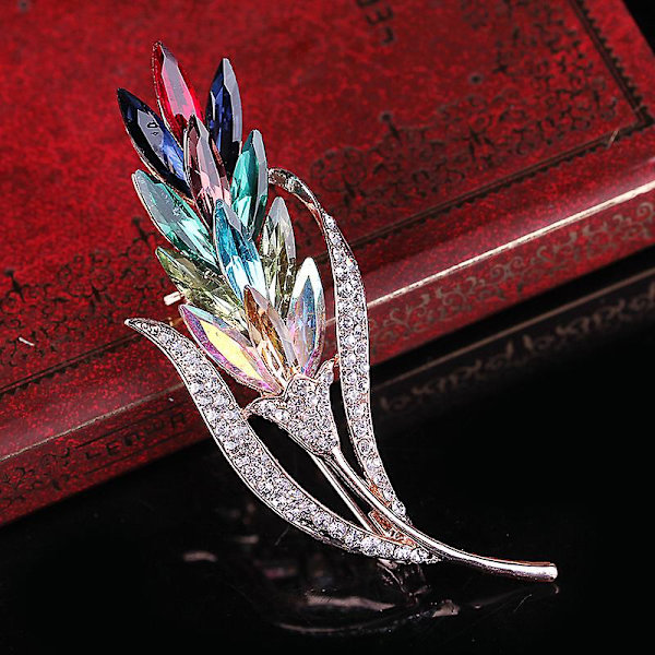 Rhinestone Vete Öra Brosch Pins för Kvinnor Kristall Rhinestone Blomma Broscher Pins Bröllop Fest Kavajslag Pins Elegant Klänning Tillbehör