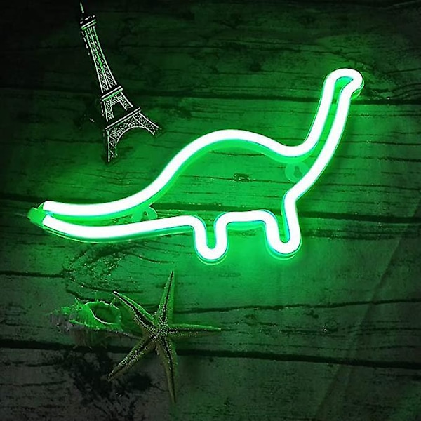 LED-neonskylt (grön) dinosaurieformad dekorationsljusskylt, väggdekor för jul, födelsedagsfest, barnrum, vardagsrum, bröllopsfestdekoration