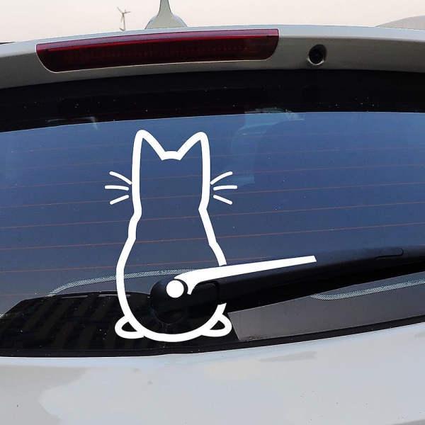 Suloinen kissaauton tuulilasinpyyhin vinyylitaidetarra koristelu