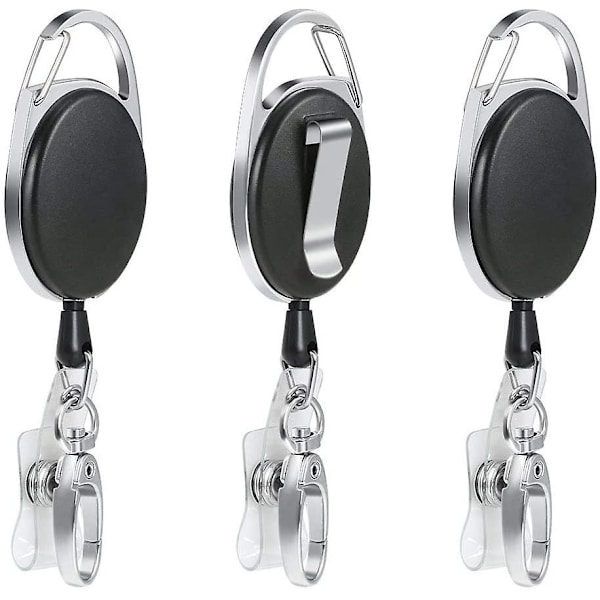 WABJTAM Retractable Key Holder - 68,5 cm pituus vahvistetulla jousella ja vahvalla narulla, henkilökorteille vyöklipsillä ja kiinnityskoukulla