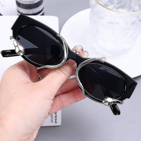 2023 Nye nye Y2k solbriller med slanger Mode vintage ovale kvinder nuancer Eyewear Retro Luksus Brand Design Uv400 Solbriller_ll（Sort）