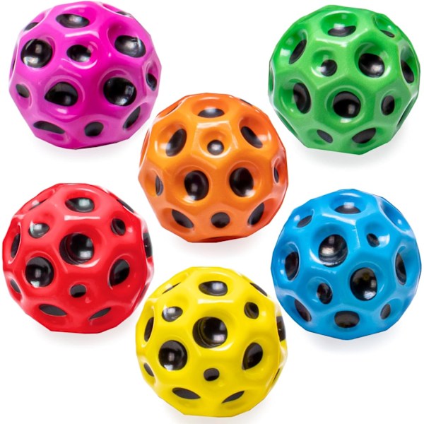 6-pack Astro Jump Balls, Rymdtema Gummibouncybollar för barn