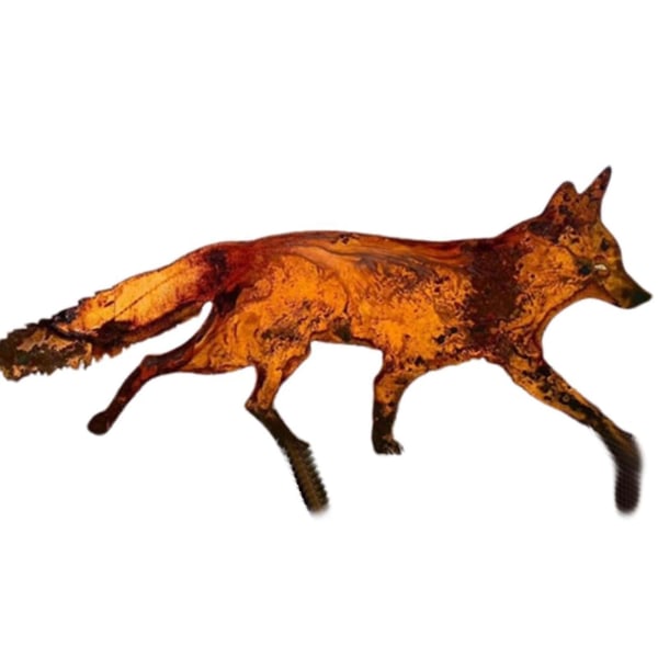 Sneaky rustikk metall rev hagedekorasjon med staker, Fox Iron Garden Ornament