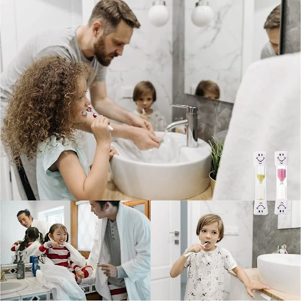 2-pack timglas timer Smiley tandborstningstimer sandtimer 3 minuter timglas för barn nedräkning beräkning för tandborstning, spel, Coo