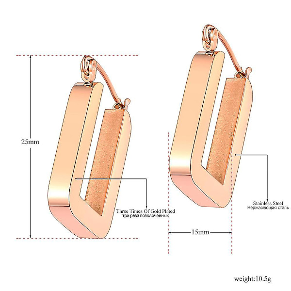 Trendy Titanium Rustfritt Stål Bohemia Hoop Øredobber Geometri Rektangel Smykker For Kvinner（Stålfarge）