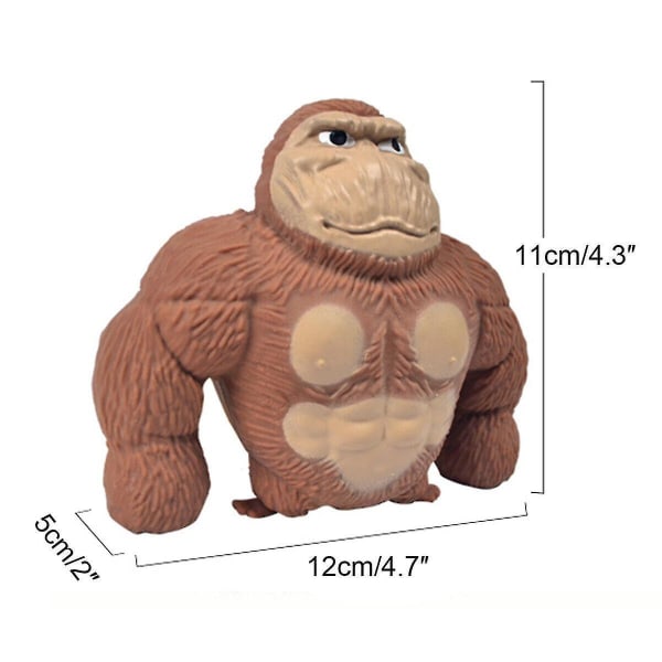 Gorilla Stretchy Squishy Antistress Squeeze Elastic Monkey Simulation Toy Gift（Brun）