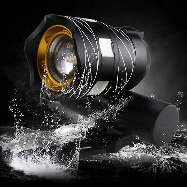 USB-oppladbar 300lm Xm-l LED sykkellys sykkelfrontlykt (gull)