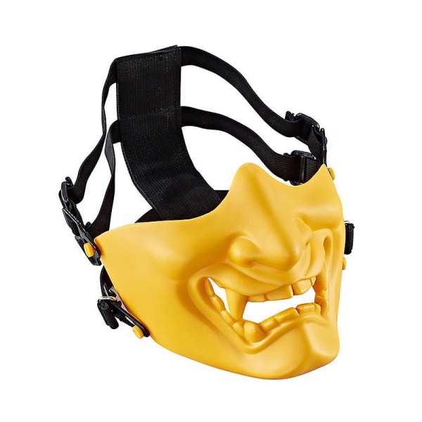 Halloween-maske Halvt ansikt Halloween-maskebeskyttelse Samurai-maskespill Utendørsmaske for cosplay Flerfarget valgfritt（gul）