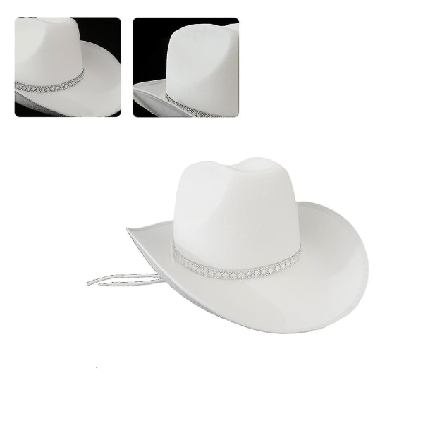 Western Style Rhinestone Dekor Filt Cowboy Hat Cowgirl Cosplay Festtilbehør（Pink）