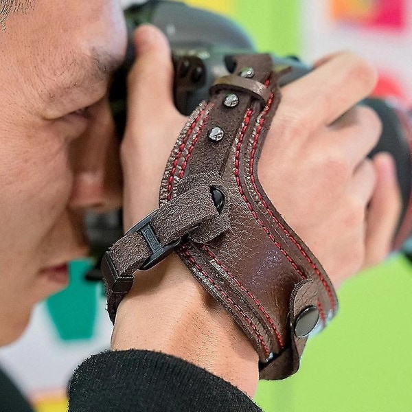 Kamera Läderarmband Dslr Bärbar Vattentät Handbälteshållare Stötsäker Rem För Canon Nikon Sony Leica Fujifilm