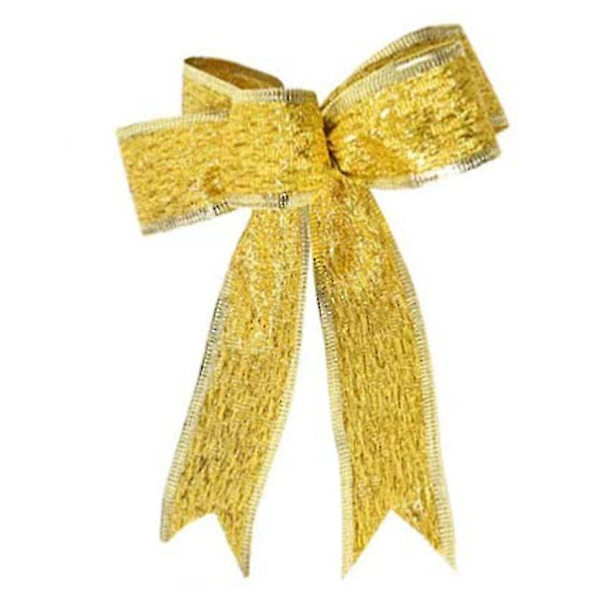 10 st julbågar med glittrande tygknutor, dekorationer för julgran, gåvor, dekorationer - guld