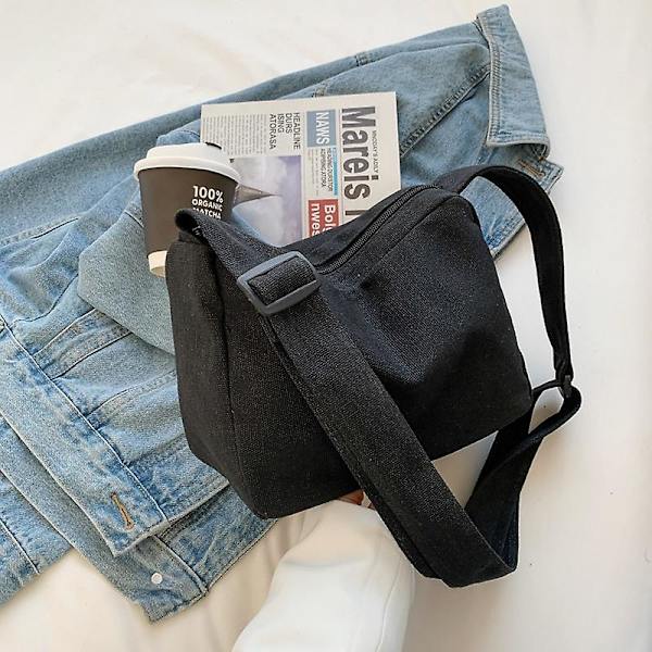 Handväska Stor kapacitet Axelväska Dam Mode Enkelt Pendlar Messenger Tote Bag（svart）