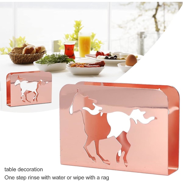 Servetthållare Hästmönster Järnkonst Vertikal Servetthållare Pappersdispenser Organizer För Kök Bänkskiva (Roséguld)（Roséguld）