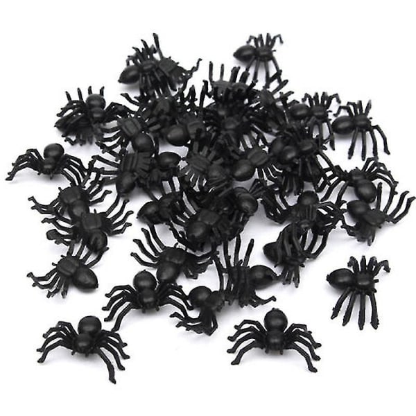 50 stk Horror Black Spider Haunted House Spider Web Bar Festdekorasjonsutstyr Simulering Tricky Toy Halloween Decoration（B 2.2*1.5CM）