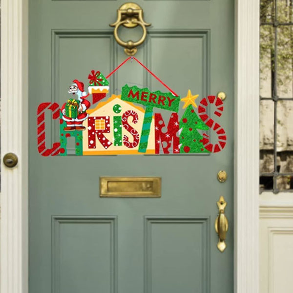 Jul dörrtallrik prydnad Dekorativa hängande skyltar för julgranar Dörrar  hängande hängdekorationer(tomten)röd, grön1st 608b | Fyndiq