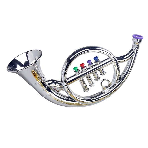 Fransk horn 4 färgade nycklar Tidig utbildning Musikalisk leksaksrekvisita Spela minimusikal för barn Toy Gol（guld）