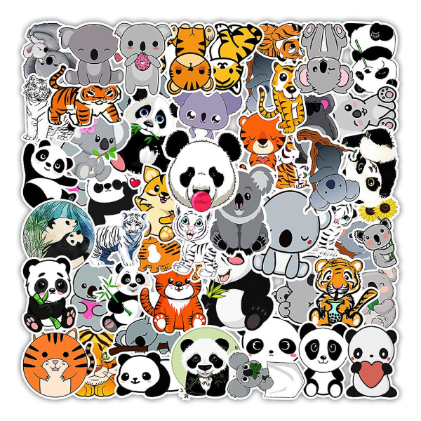 GHYT Panda Koala Stickers 50 Pcs Cute Cartoon Animal Stickers for Kids Teens, Decal Vinyl Waterproof Stickers for Water Bottle Laptop Bike Luggage Gui