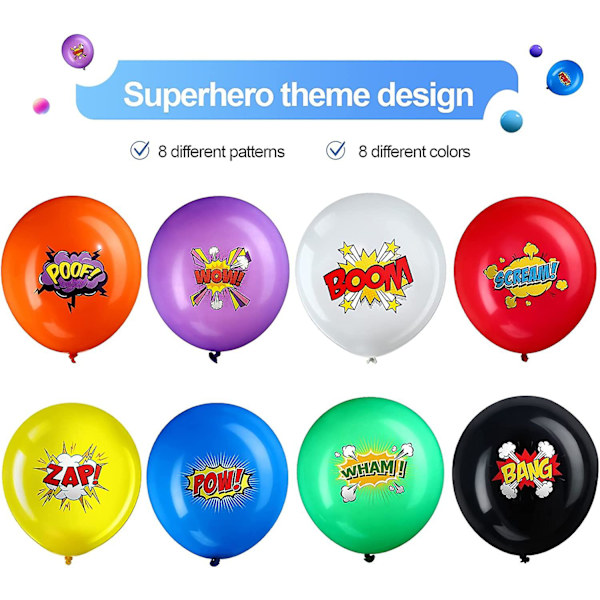 Hero Party Supplies 40-pack Hero Ballonger 12 tum Latexballonger Hero Partypresenter För Barnkalas Dekorationer