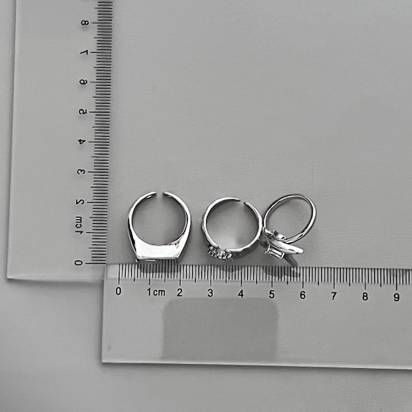 3 stk. Ringe med kubisk zirkonia, titaniumstål, enkel og elegant