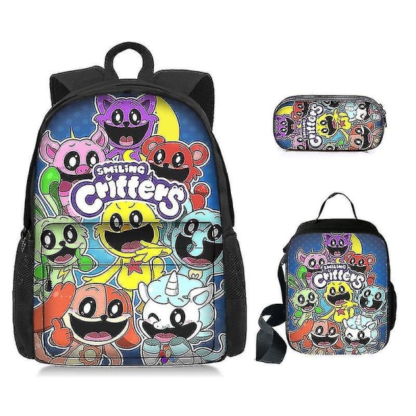 Game Time Chapter 3 Smiling Critters School Bag Three Piece Set Student Backpack（Style 1）