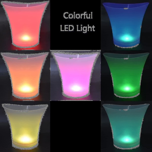 Led Ishink, 5l Stor Kapacitet Flaskyl - Champagnekylare - Vinkylare - Dryckeskylare - Kylare Led Vattentät Med Färgförändring, För Fest