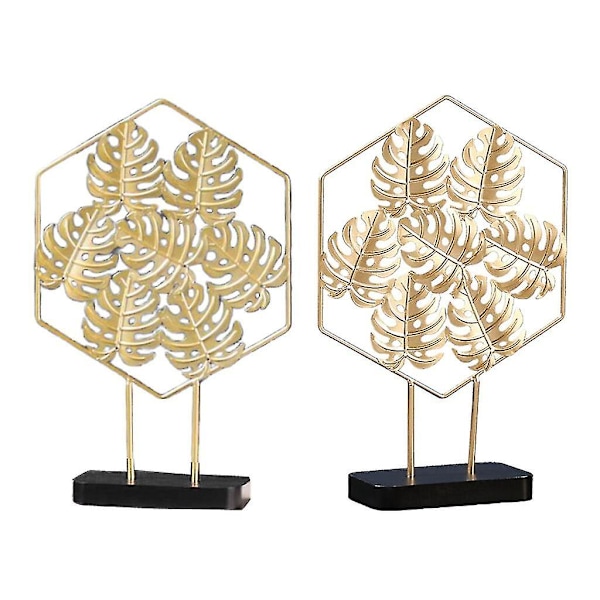 2-pack Nordisk stil lyxiga guldmetallprydnader bladmönster sköldpadds blad