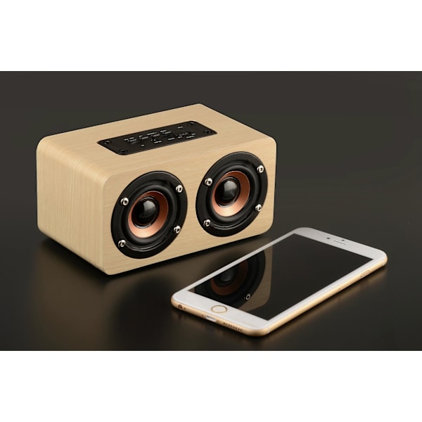 Deqi W5 Bluetooth-högtalare - Trämaterial Dubbelhorn Handsfree-samtal Funktion