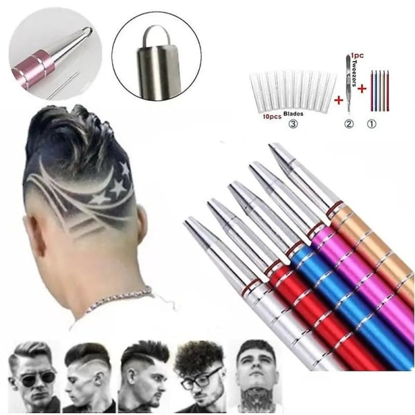 Barber Razor Hair Tattoo Carving Pen Rustfrit stål Frisure Design Trimmer Til Øjenbryn Overskæg Hårstyling Professionelt hårværktøj