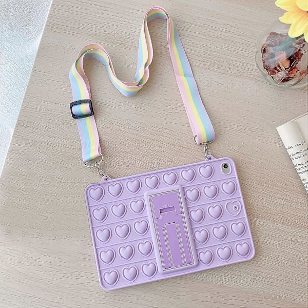 Pop-bubblafodral för iPad Air 2/ iPad Pro 9.7\", Mjukt Silikon Push Fidget Tablettskydd med Axelrem