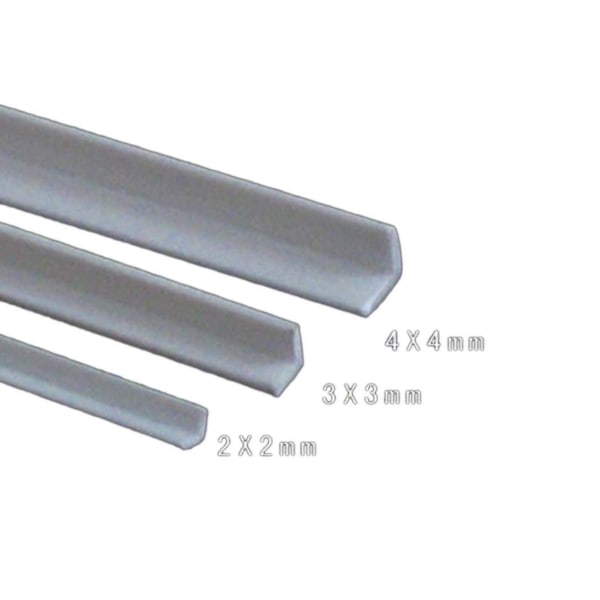 Abs Styrene Plastic L Form rettvinklede stenger - 20 stk, 2 X 2 X 250 mm