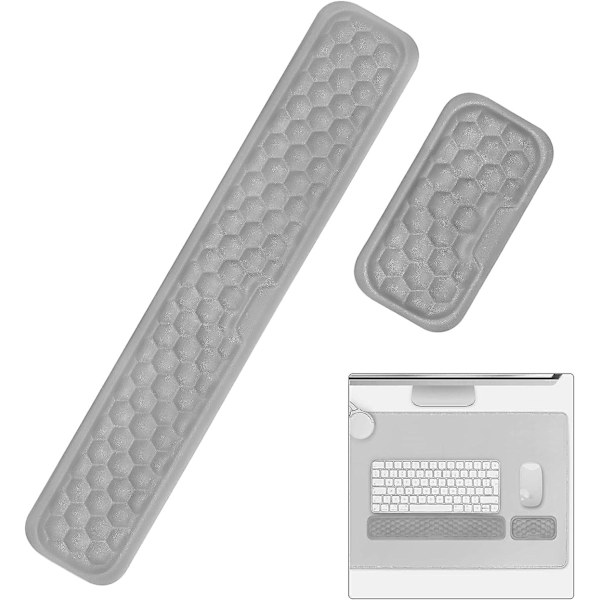 Tangentbords- och mus handledsstöd set, Ergonomiskt handledsstöd för kontor hem skola skrivbord dator laptop notebook, Halkfritt, Smärtlindring (grå)