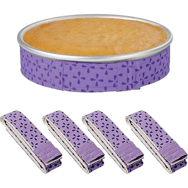 4-delad Bake Even Strip, kakform fuktningsremsor, superabsorberande tjock bomull, kakremsor för bakning, kakformremsor