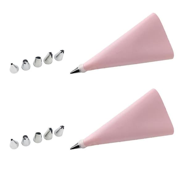 2x Silikon Spritspåsar Och Rostfria Munstycken Rosa