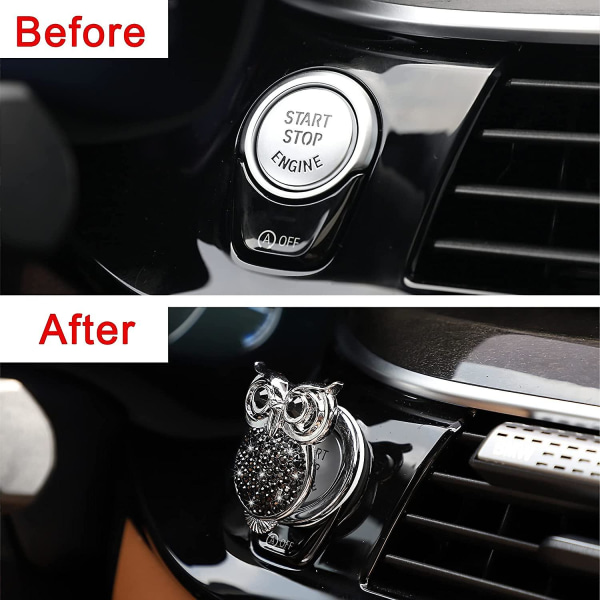 Bilmotor Start Stop Tilbehør til Bilindretning Dekoration Sort Rhinestone Sticker